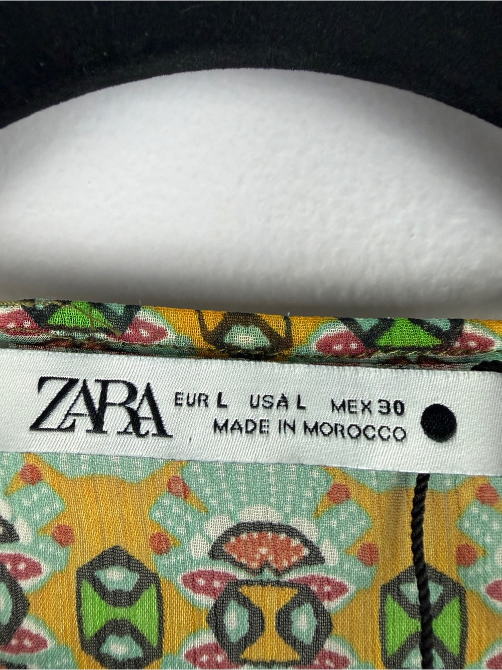 Zara Patchwork Boho Print Tie Front Ruffle Blouse Multicolor Large - Picture 4 of 15